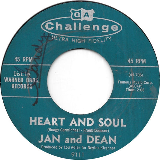 Jan & Dean : Heart And Soul / Midsummer Night's Dream (7", Mono, Styrene, Mon)