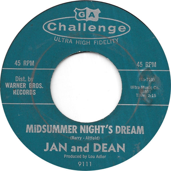 Jan & Dean : Heart And Soul / Midsummer Night's Dream (7", Mono, Styrene, Mon)