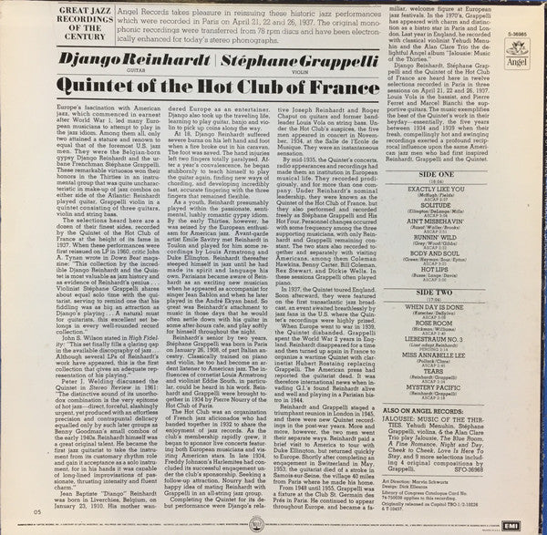 Django Reinhardt & Stéphane Grappelli : Quintet Of The Hot Club Of France  (LP, Comp)