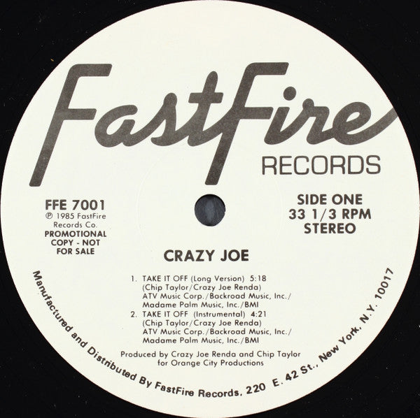 Joe Renda : Crazy Joe Show (12", EP, Promo)