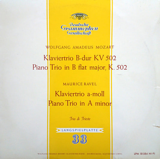 Wolfgang Amadeus Mozart, Maurice Ravel, Trio di Trieste : Klaviertrio B-Dur KV 502 - Klaviertrio A-Moll Trio In A Minor (LP, Album, Mono)