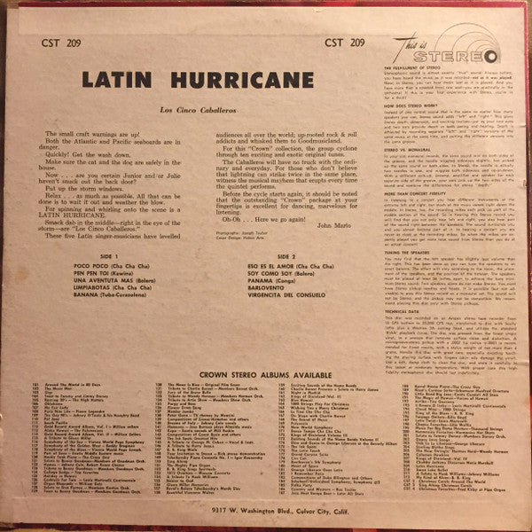 Los Cinco Caballeros : Latin Hurricane (LP, Album, Red)