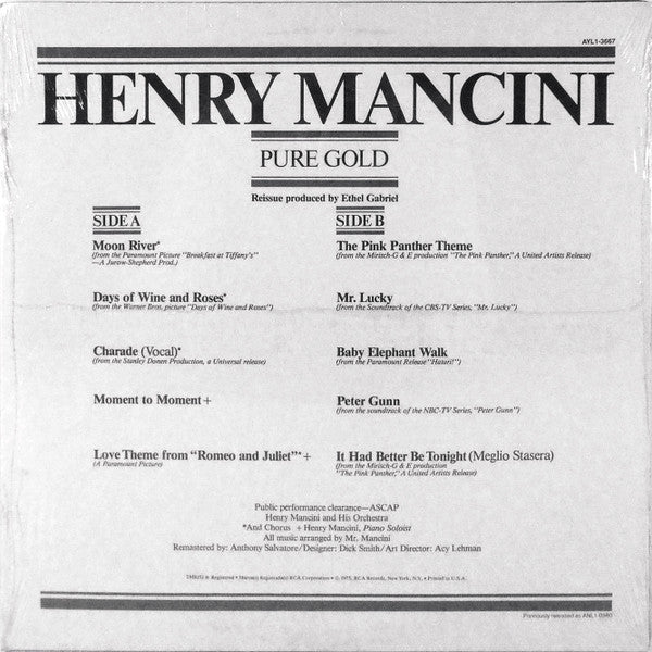 Henry Mancini : Pure Gold (LP, Comp, RE, RM)