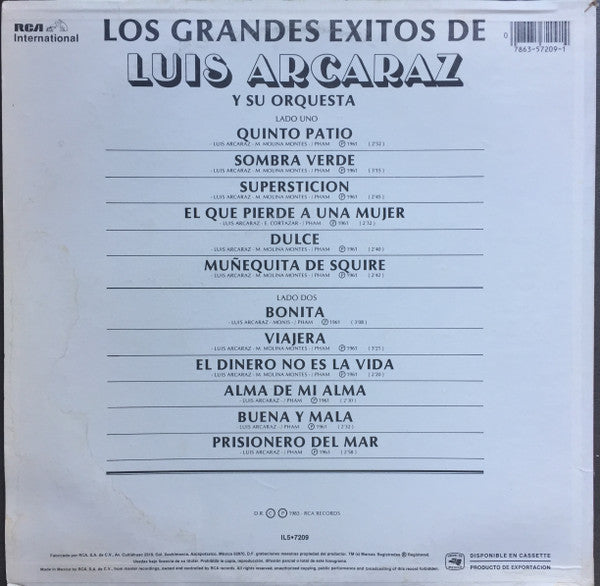 Luis Arcaraz Y Su Orquesta : Los Grandes Exitos De Luis Arcaraz (LP, Comp)