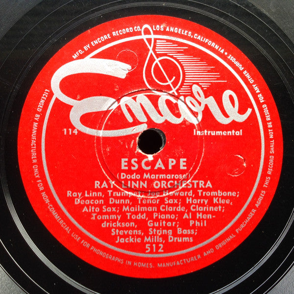 Ray Linn Orchestra* : Serenade In Seventh / Escape (Shellac, 10")