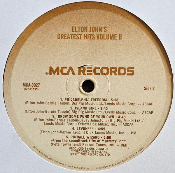 Elton John : Greatest Hits Volume II (LP, Comp, Pin)