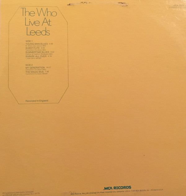 The Who : Live At Leeds (LP, Album, RE, Pin)