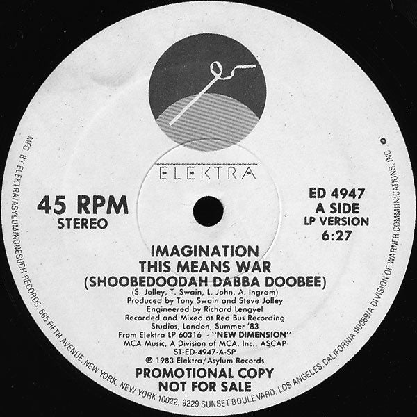 Imagination : This Means War (Shoobedoodah Dabba Doobee) (12", Promo)