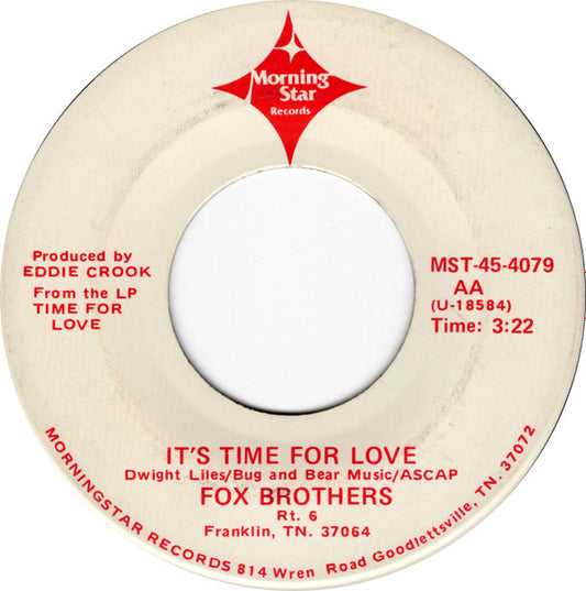 Fox Brothers* : It's Time For Love (7", Single, Promo)