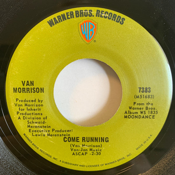 Van Morrison : Come Running (7", RP, San)
