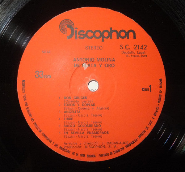 Antonio Molina (2) : De Plata Y Oro (LP, Album)