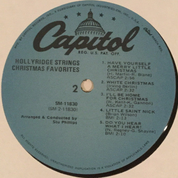 The Hollyridge Strings : Christmas Favorites (LP, Album, RE)