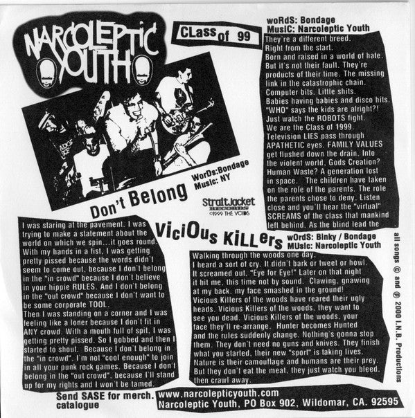 Narcoleptic Youth / The Voids (2) : Vicious Killers (7", Pin)