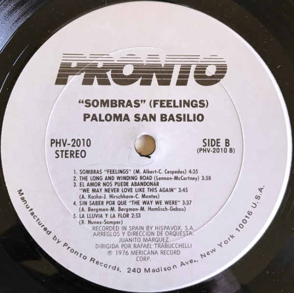 Paloma San Basilio : Sombras (Feelings) (LP, Album)