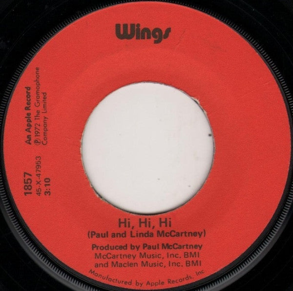 Wings (2) : Hi, Hi, Hi / C Moon (7", Single, Jac)