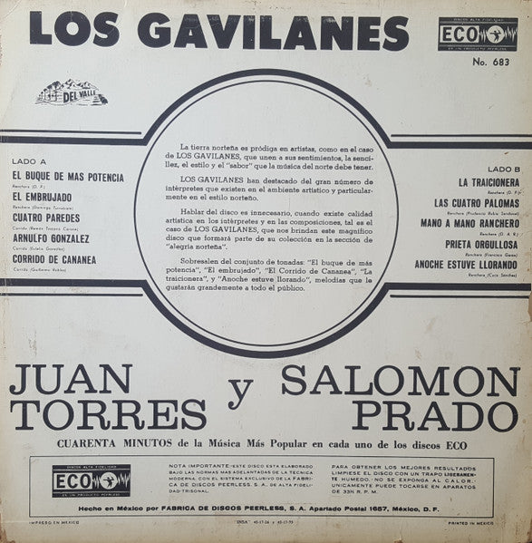 Los Tremendos Gavilanes : El Buque De Mas Potencia (LP, Album, RE)