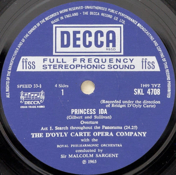 Gilbert & Sullivan, D'Oyly Carte Opera Company, Royal Philharmonic Orchestra, Sir Malcolm Sargent : Princess Ida (2xLP, RP)