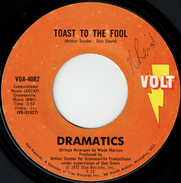 Dramatics* : Toast To The Fool (7", Styrene, Mon)