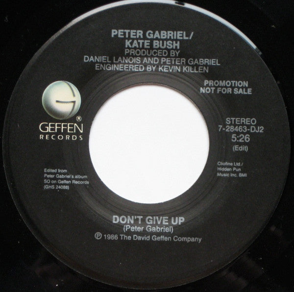 Peter Gabriel / Kate Bush : Don't Give Up (7", Promo, Styrene, All)