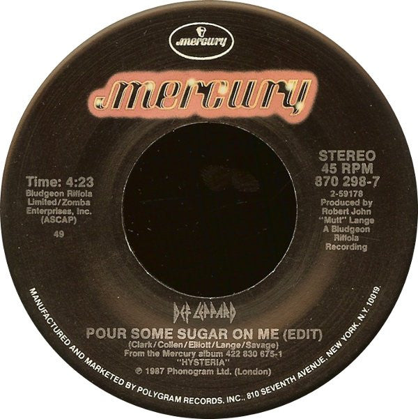 Def Leppard : Pour Some Sugar On Me (7", Single, 49,)