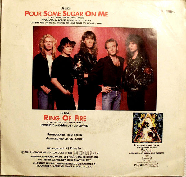 Def Leppard : Pour Some Sugar On Me (7", Single, 49,)