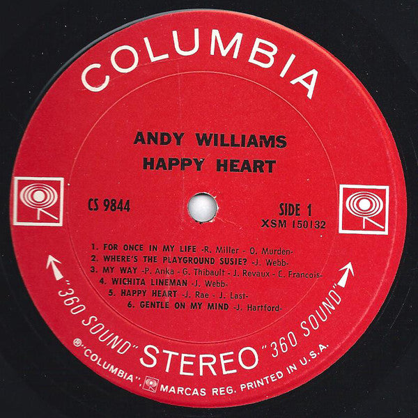 Andy Williams : Happy Heart (LP, Album, Ter)