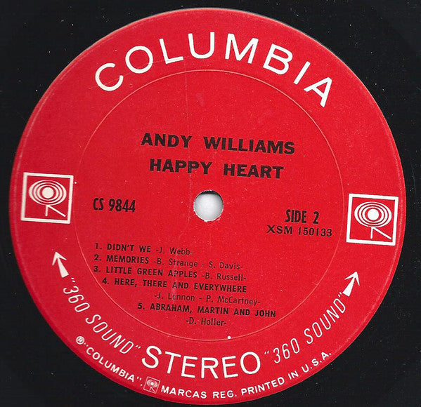 Andy Williams : Happy Heart (LP, Album, Ter)