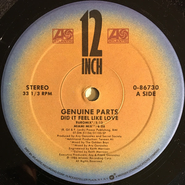 Genuine Parts : Did It Feel Like Love (12")