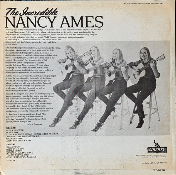 Nancy Ames : The Incredible Nancy Ames (LP, Album, Mono)