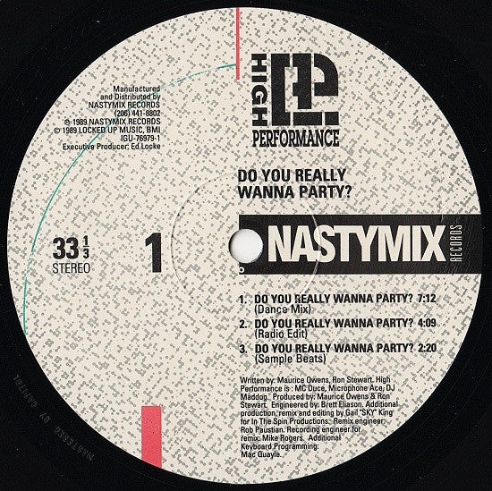 High Performance : Do You Really Wanna Party? (12")