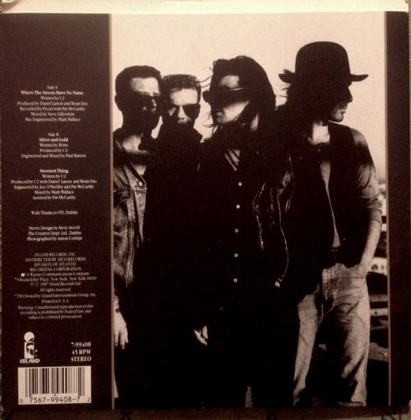 U2 : Where The Streets Have No Name (7", Single, SP )