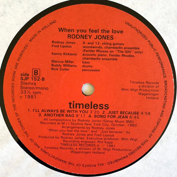 Rodney Jones : When You Feel The Love (LP, Album)