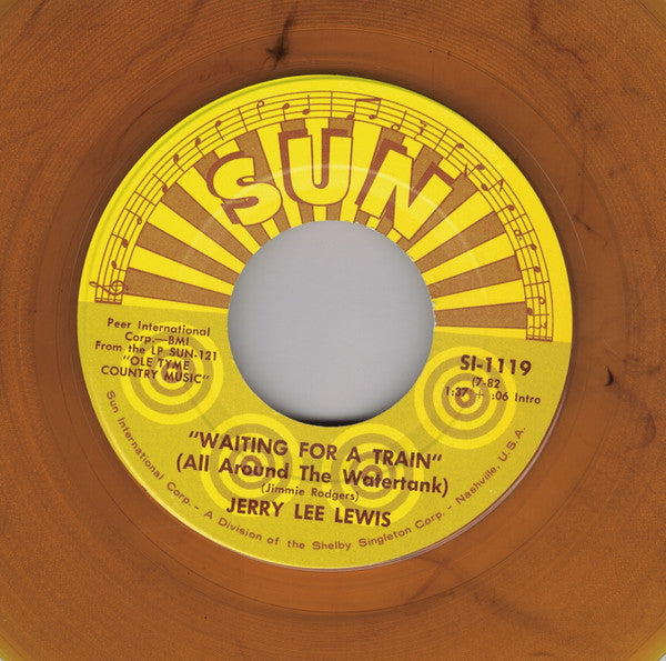 Jerry Lee Lewis : Waiting For A Train (All Around The Watertank) (7", Single, Yel)