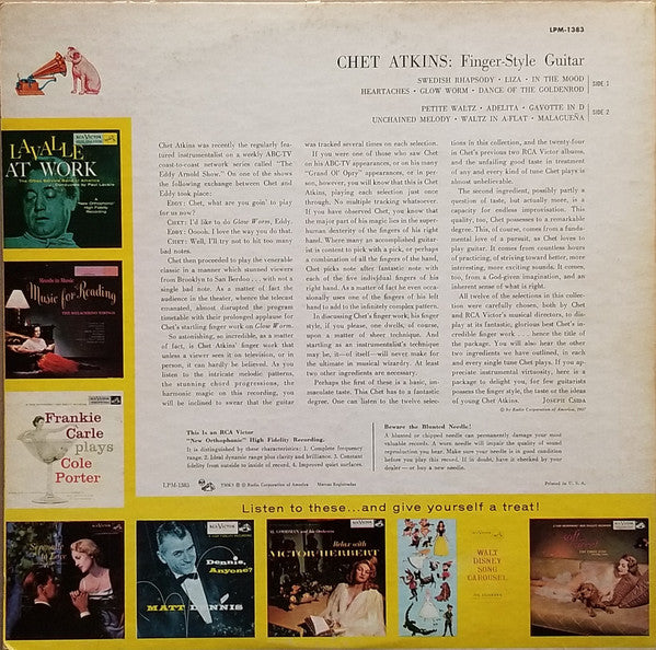 Chet Atkins : Finger-Style Guitar (LP, Album, Mono)