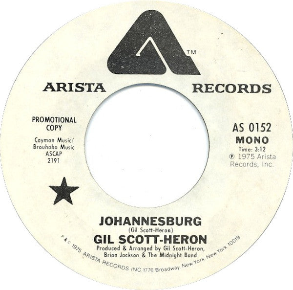 Gil Scott-Heron : Johannesburg (7", Mono, Promo, Styrene)