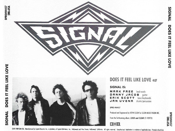 Signal (8) : Does It Feel Like Love (CD, Single, Promo)