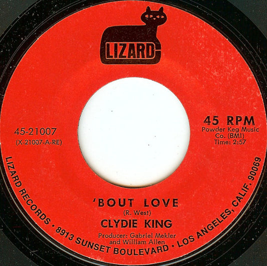 Clydie King : 'Bout Love (7", Styrene, Mon)