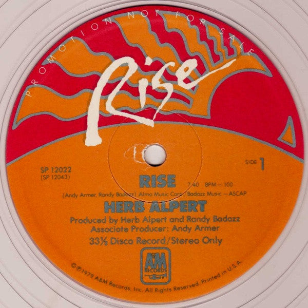 Herb Alpert : Rise (12", Promo, Cle)