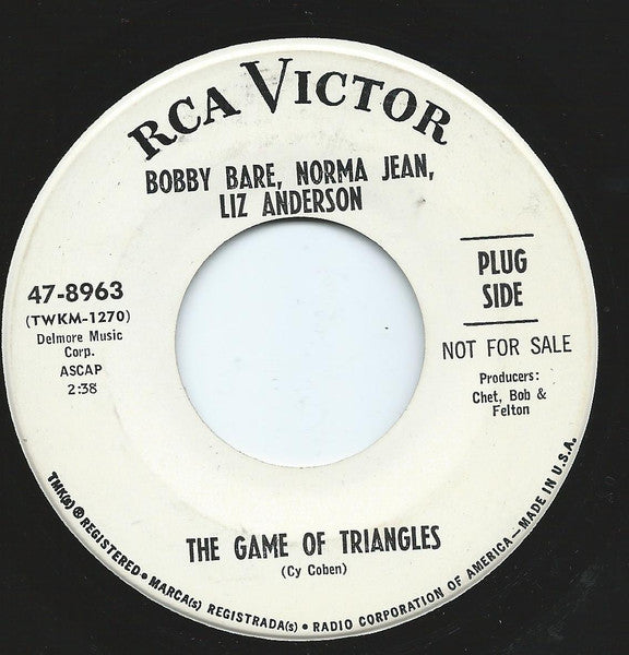 Bobby Bare, Norma Jean (2), Liz Anderson : Bye Bye, Love / The Game Of Triangles (7", Single, Promo)