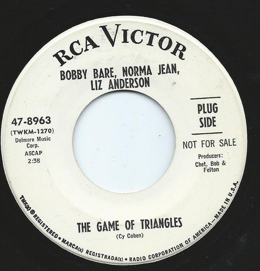 Bobby Bare, Norma Jean (2), Liz Anderson : Bye Bye, Love / The Game Of Triangles (7", Single, Promo)