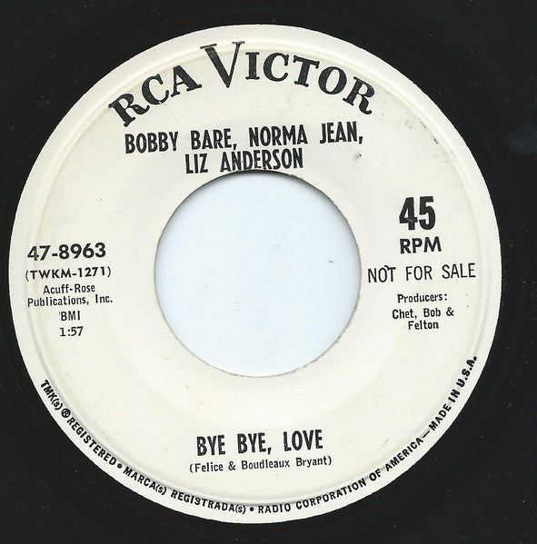Bobby Bare, Norma Jean (2), Liz Anderson : Bye Bye, Love / The Game Of Triangles (7", Single, Promo)