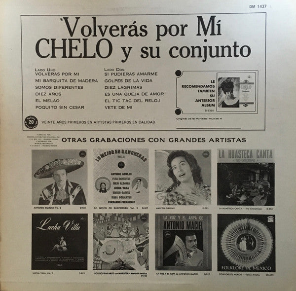 Chelo Y Su Conjunto : Volverás Por Mí (LP, Album)