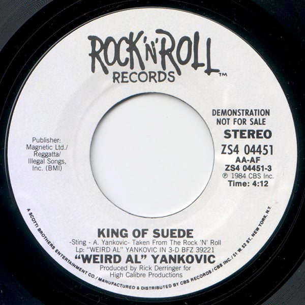 "Weird Al" Yankovic : King Of Suede (7", Promo)