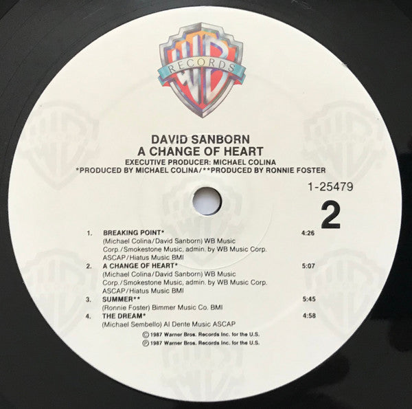 David Sanborn : A Change Of Heart (LP, Album, All)