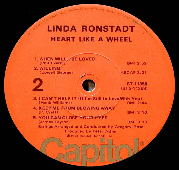 Linda Ronstadt : Heart Like A Wheel (LP, Album, Los)