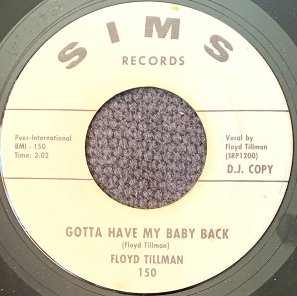 Floyd Tillman : Gotta Have My Baby Back (7", Advance, Promo)