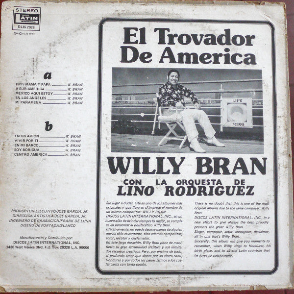 Willy Bran Con La Orquesta De Lino Rodriguez : El Trovador de America (LP, Album)