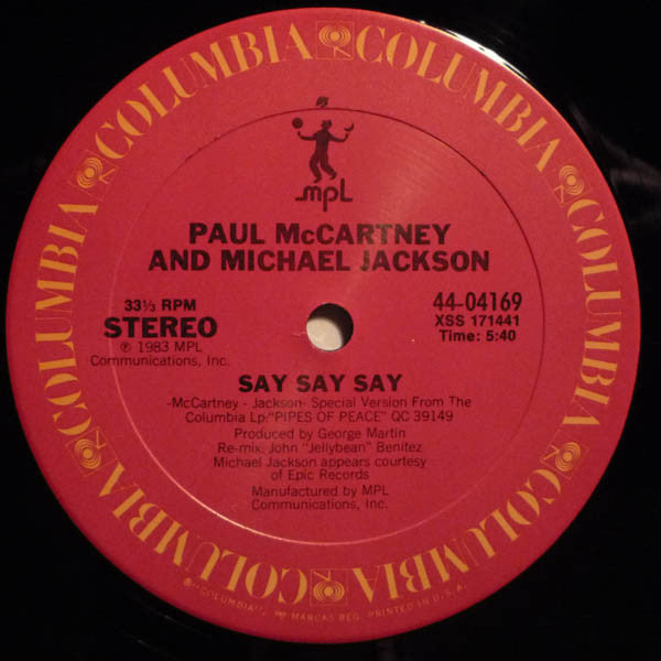 Paul McCartney And Michael Jackson : Say Say Say (12", Car)