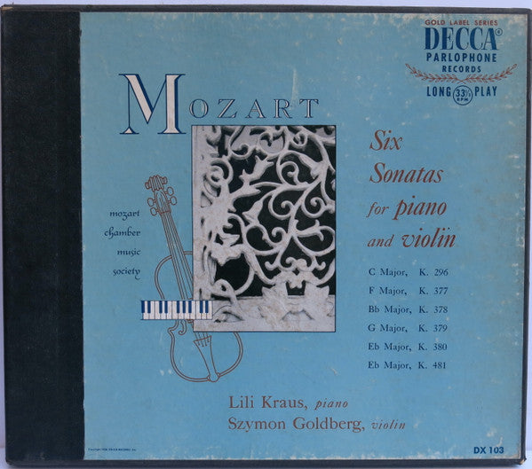 Mozart* - Lili Kraus, Szymon Goldberg : Six Sonatas For Piano And Violin (3xLP, Album, Mono + Box)