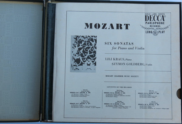 Mozart* - Lili Kraus, Szymon Goldberg : Six Sonatas For Piano And Violin (3xLP, Album, Mono + Box)